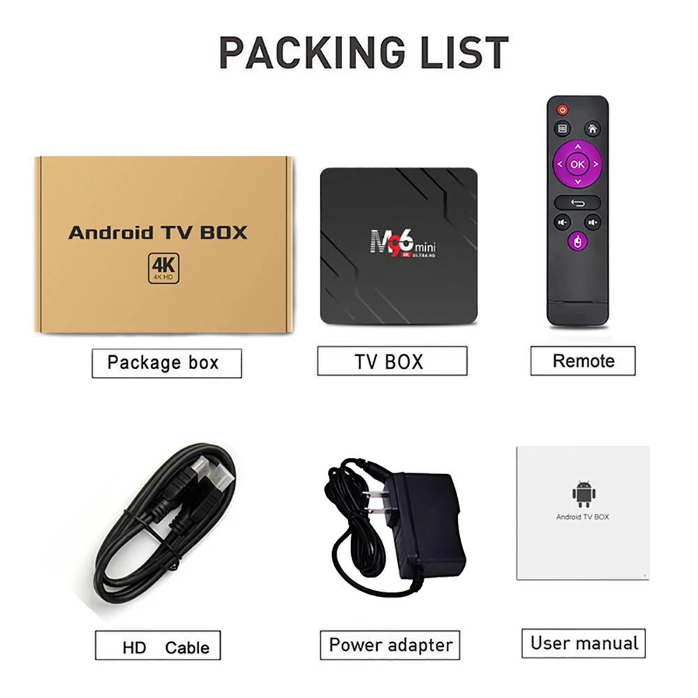 

M96 MINI TV Box Android 9.0 RK3228A 4K HD Media Player Google TV Remote Built-in WIFI 2.4G/5G Netflix Best M96 OTT Android Box