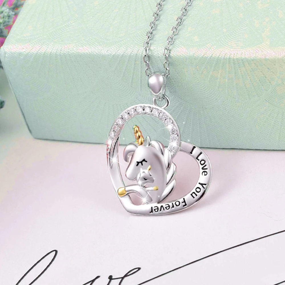 Корейская мода любовь мать и сын ожерелье с единорогом для женщин натуральный