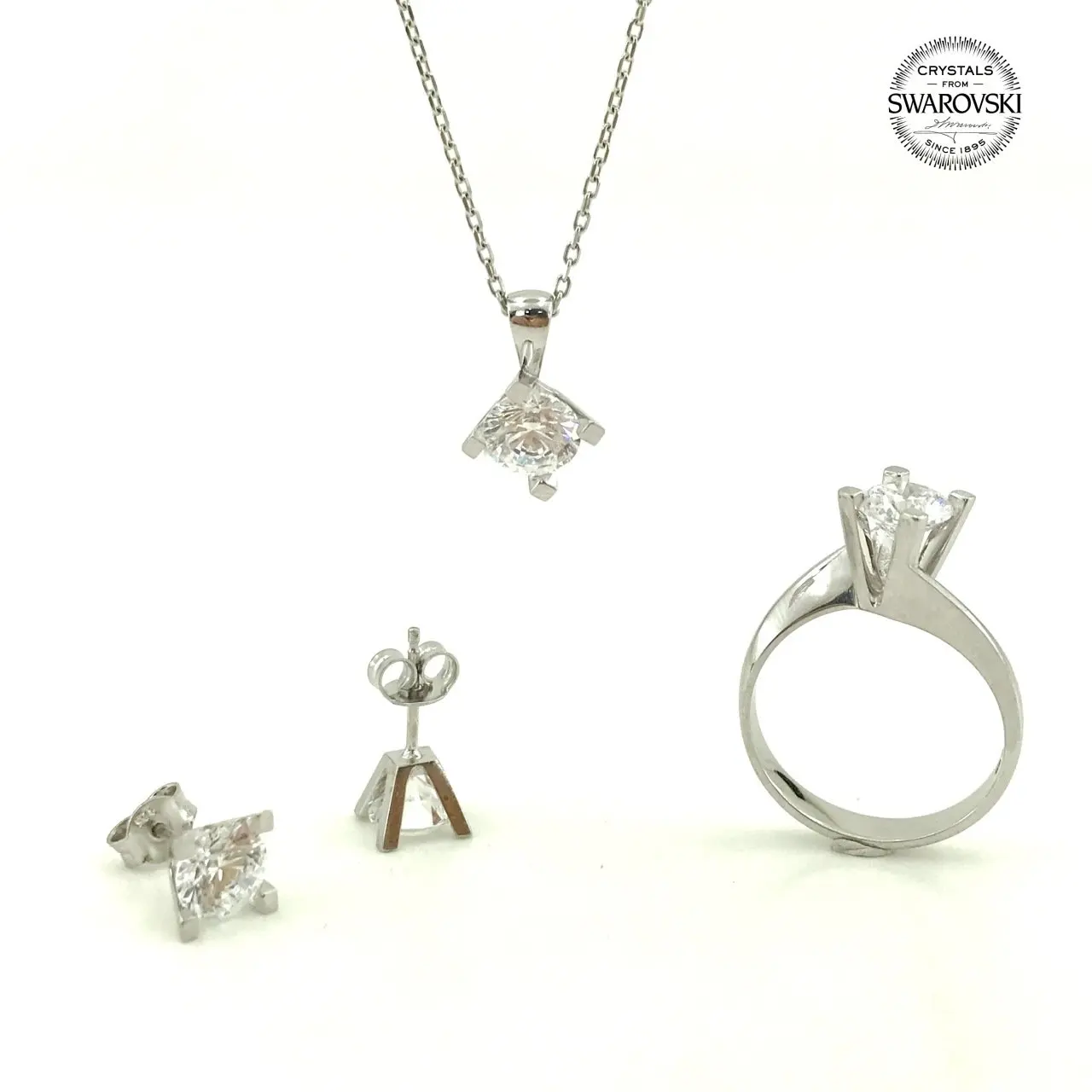 Крест ногтей алмаз монтюр Swarovski камень стерлингового серебра Solitaire набор костюм |