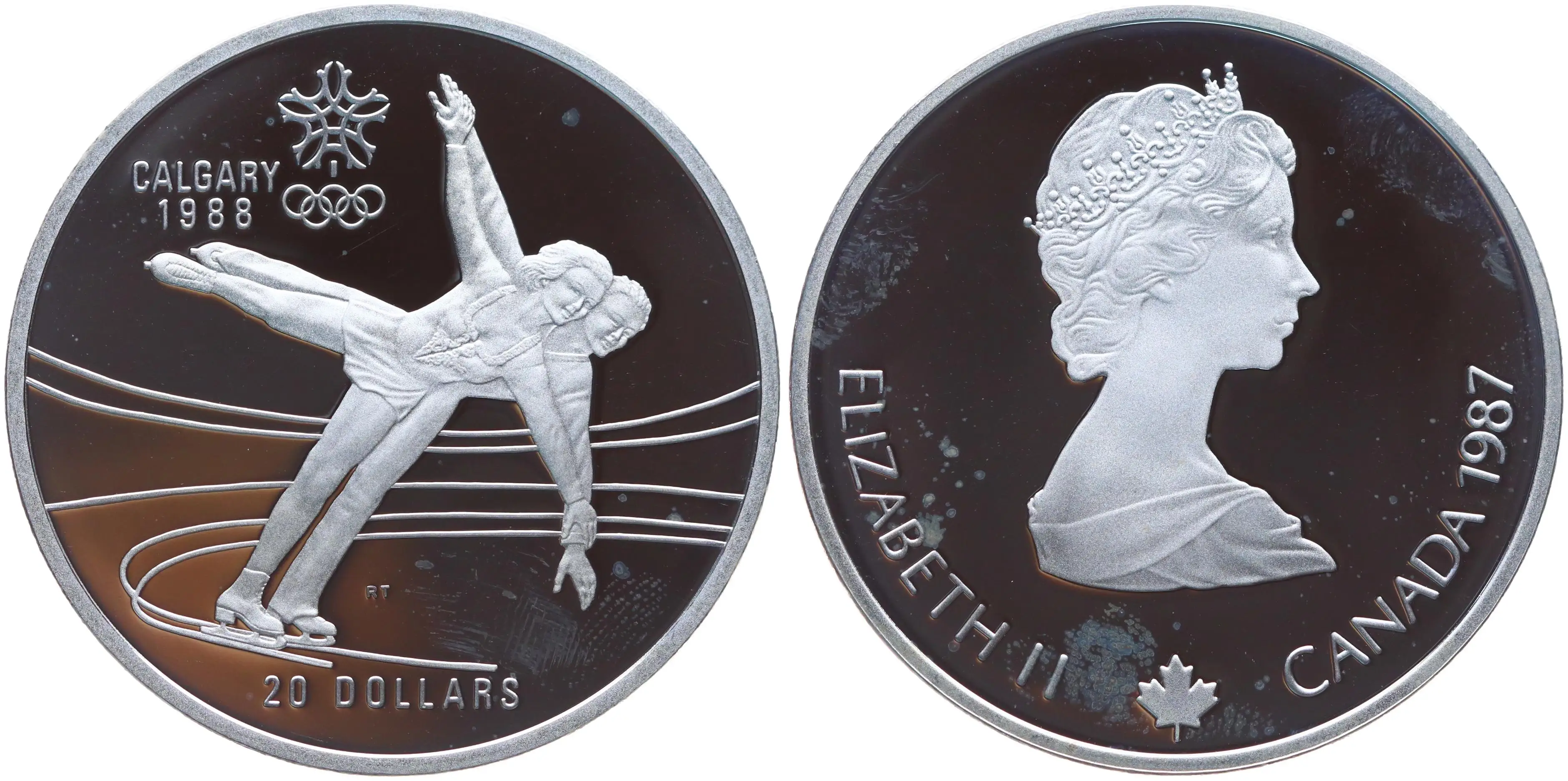 Канада 20 Долларов 1987 год Серебро Proof KM# 155 Фигурное катание XV Зимние Олимпийские