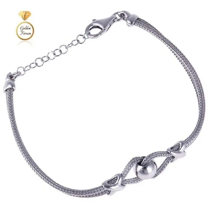 Серебряный браслет (Италия) 925 пробы с глянцевым шариком Golden Forum BR5625-S | Украшения и