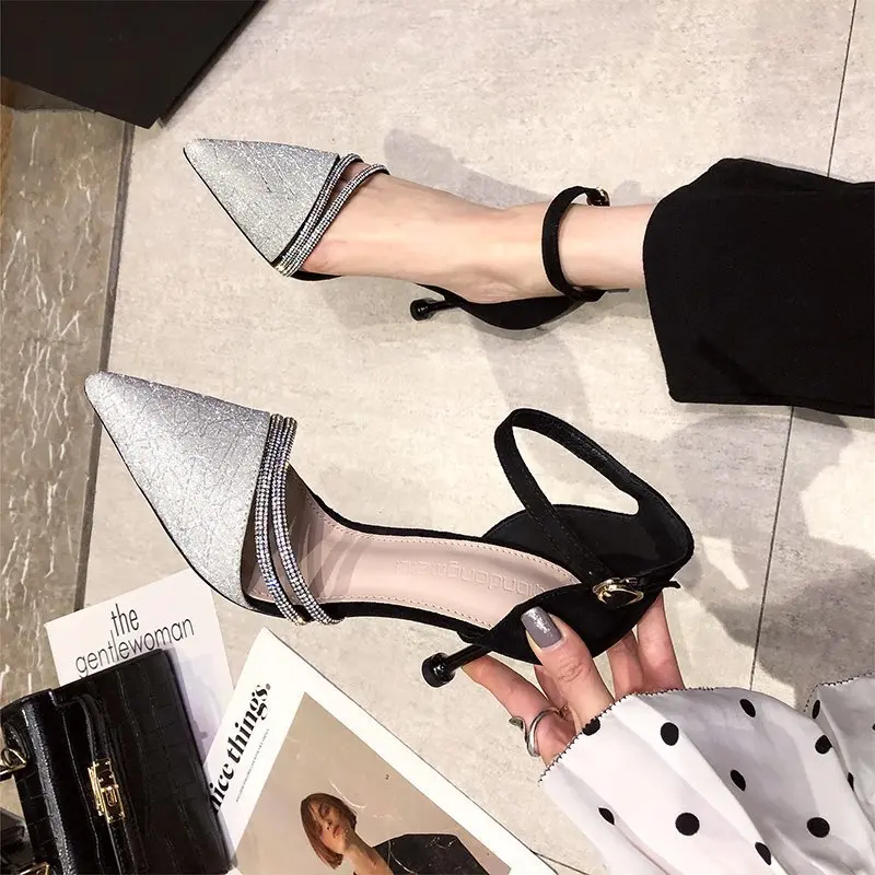 

2021 Fashionable Women's Pointed Toe Bag Ankle Stiletto Stiletto High Heel Sandals 1687