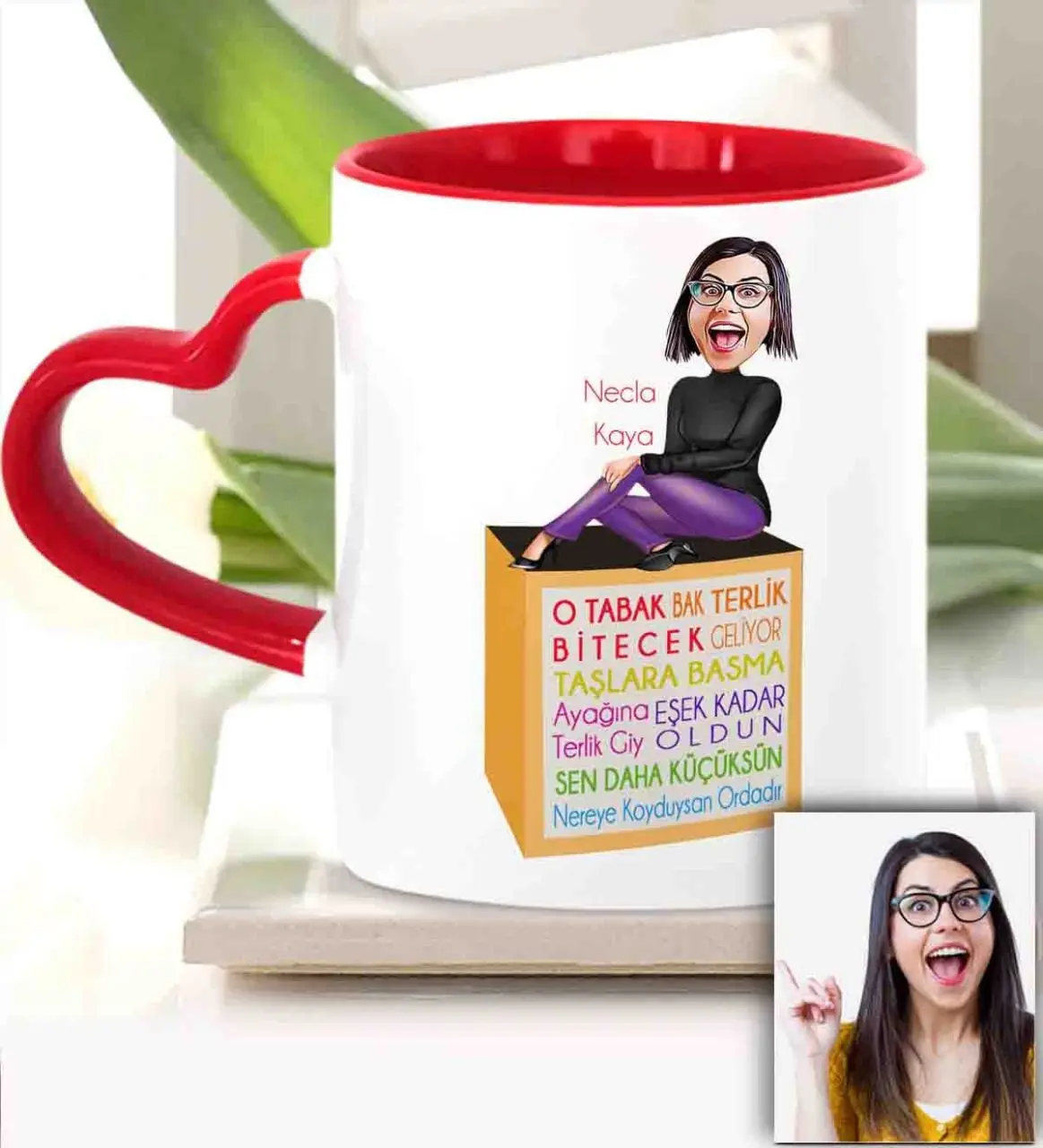 

Personalized Mother 'S Day Themed Red Hearted Caricature Of Mug CUP KK5