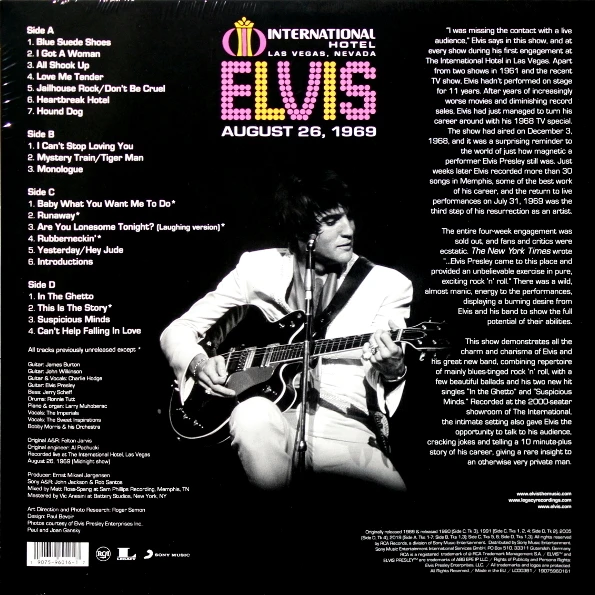 Elvis Presley / Live At The International Hotel Las Vegas Nevada August 23 1969 (2LP)|Проигрыватели DVD| |