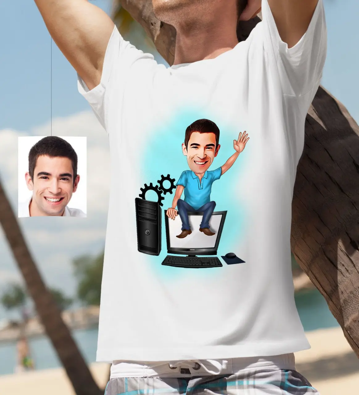 

Персональный мистер компьютерный инженер мультфильм белый T-Shirt-1