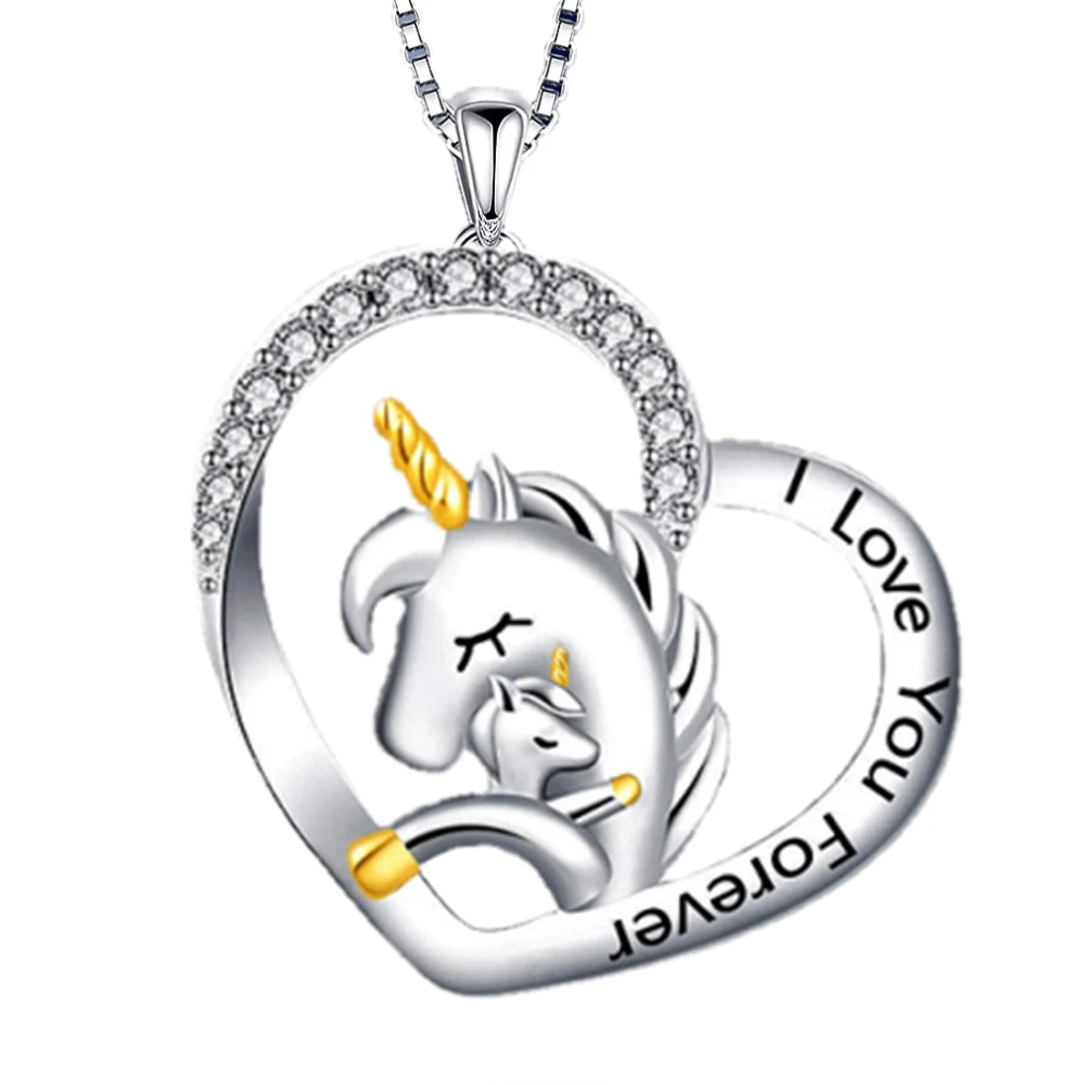 Корейская мода любовь мать и сын ожерелье с единорогом для женщин натуральный