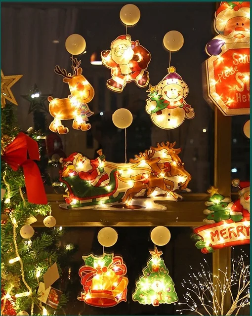 1pc Lumières À Ventouse De Noël, Décoration De Maison De Noël