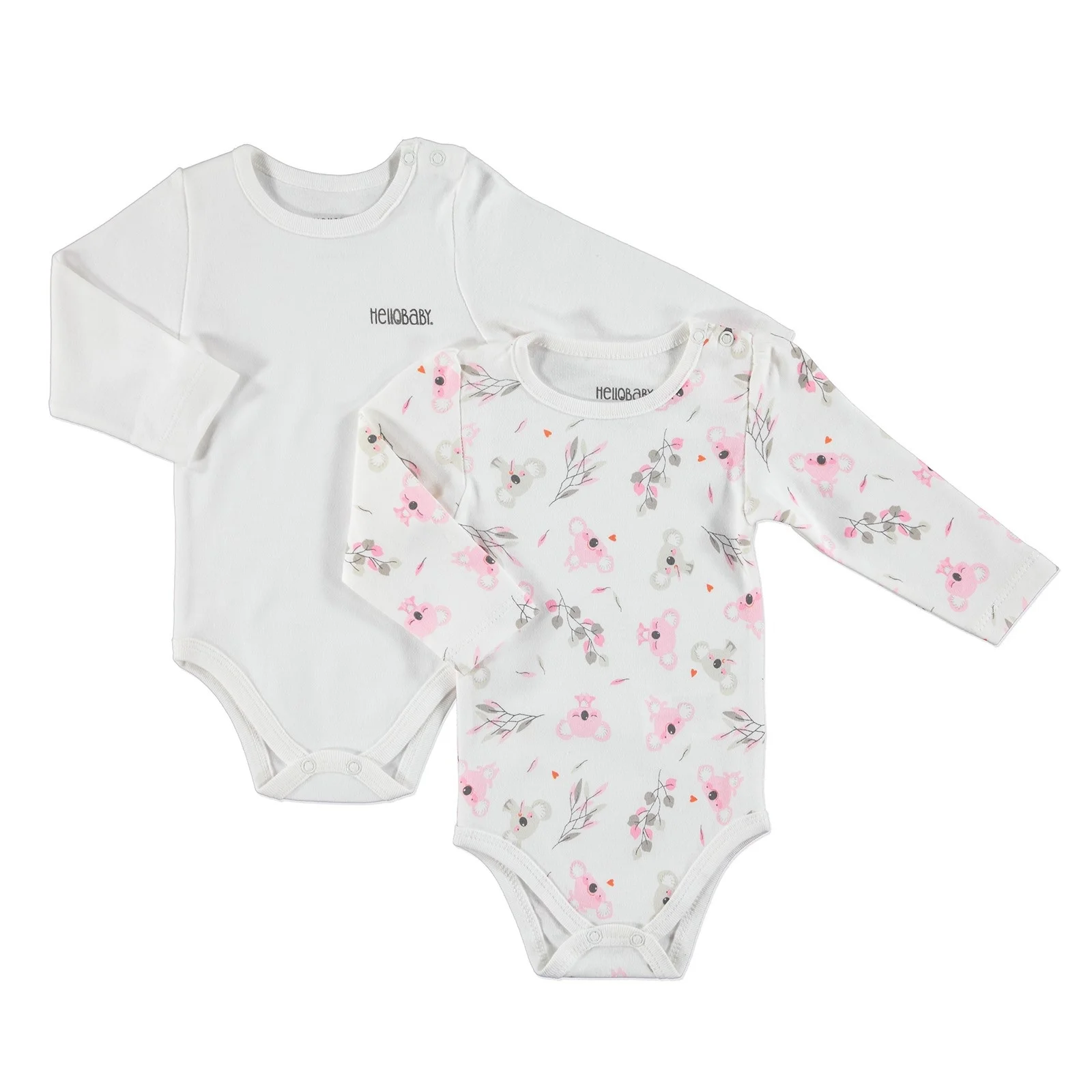 Боди с длинными рукавами ebebek HelloBaby принтом Блокировка 2 шт.| |