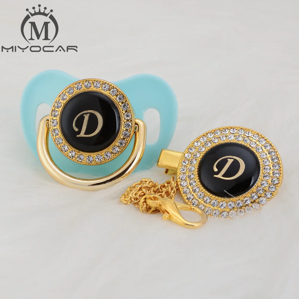 MIYOCAR уникальный дизайн имя инициалы буквенные D прекрасный bling соска и пустышка Клип Набор BPA бесплатно пустышка bling уникальный дизайн LD