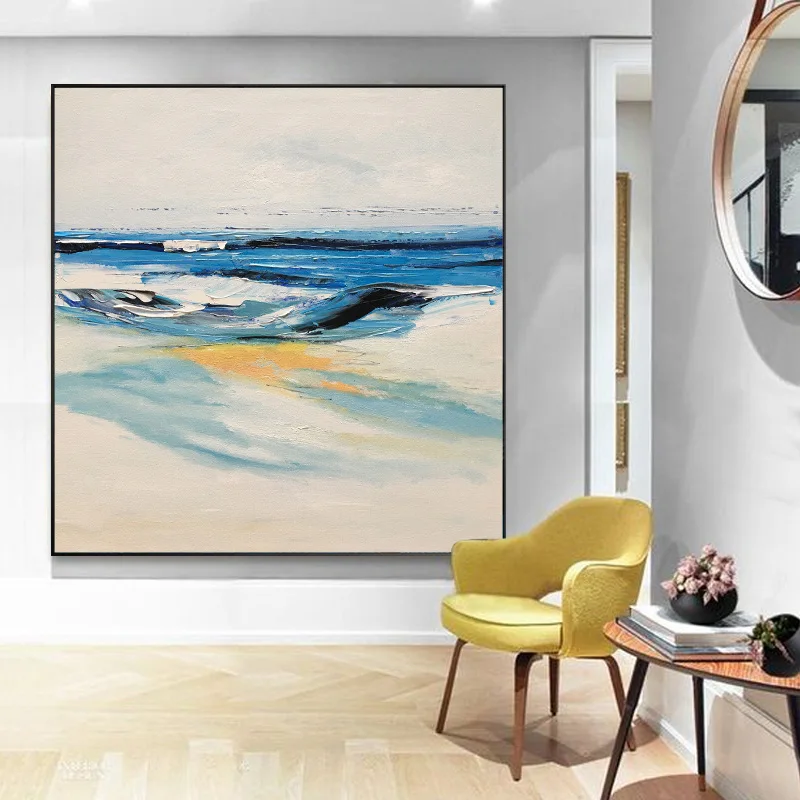 

Декоративная живопись синий абстрактный фон для дивана настенный художественный Декор для дома гостиная спальня подвесной плакат 28x28 дюйм...