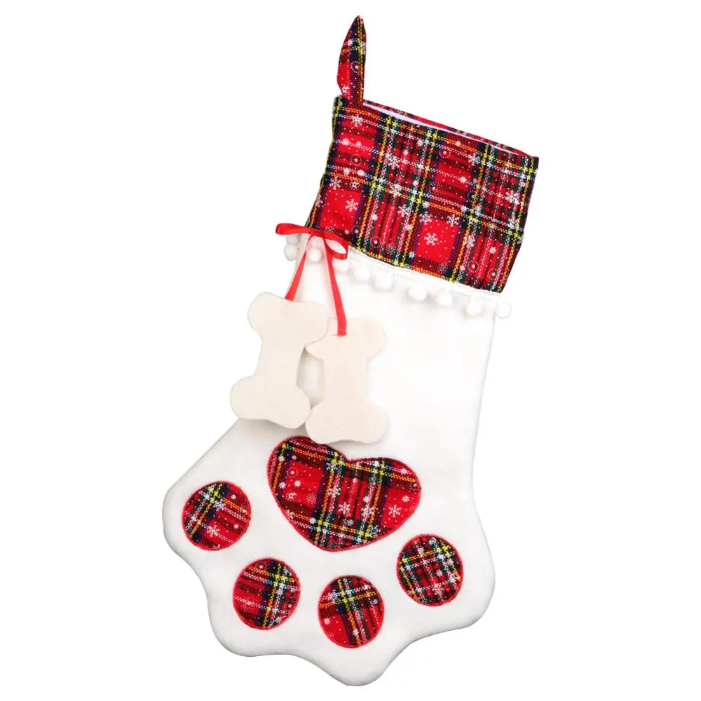 Red Pet Stocking OurWarm 24th 31th Дата Рождество Войлок Адвент календарь Подарочный пакет лапа домашнее животное висячий чулок рождественские украшения орнамент год - Цвет: Red Pet Stocking