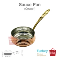 traditionalturkish copper sauce pan fryer pot brass handled gift handmade restaurant kitchen