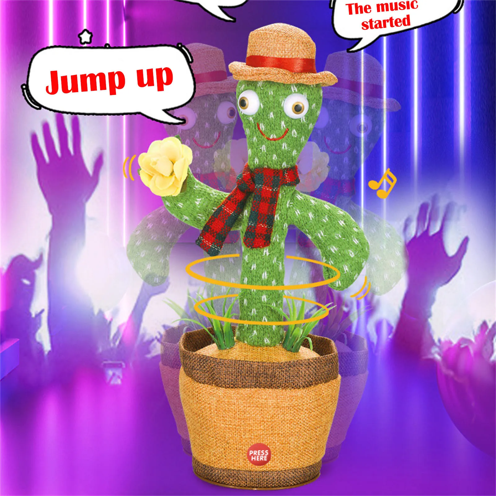 

New Electronic Dancing Cactus Singing Dancing Decoration Gift for Kids Funny Early Education Toys Knitted Fabric Plush Toys