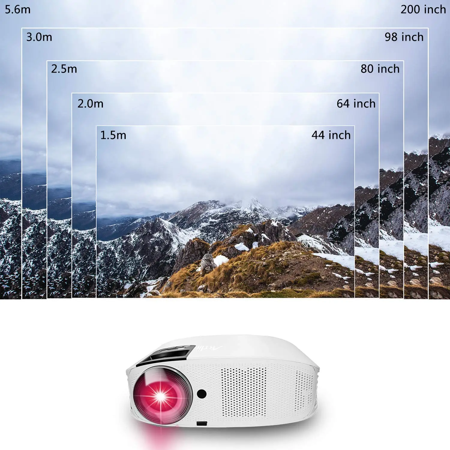 Artlii Movie Projector 3500 Lux Full HD 1080P поддержка проектора, светодиодный проектор с Hi-Fi стерео, проектор для домашнего кинотеатра с 200"