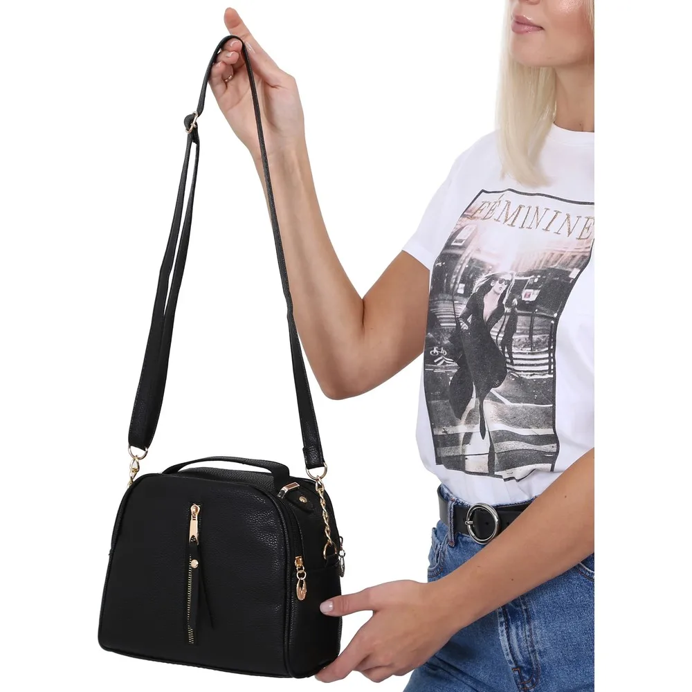 

Luxury Women 'S Black Shoulder Strap City Bag Elegant 2022 Fashion Stylish High Quality Zipper Tote Travel And Shopping Bag