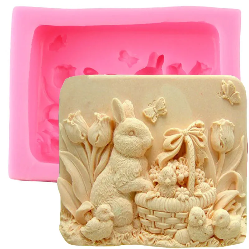

Easter Rabbit Soap Mold Cupcake Topper Fondant Mould DIY Candy Clay Chocolate Silicone Molds Cookie Baking Cake Decorating Tools