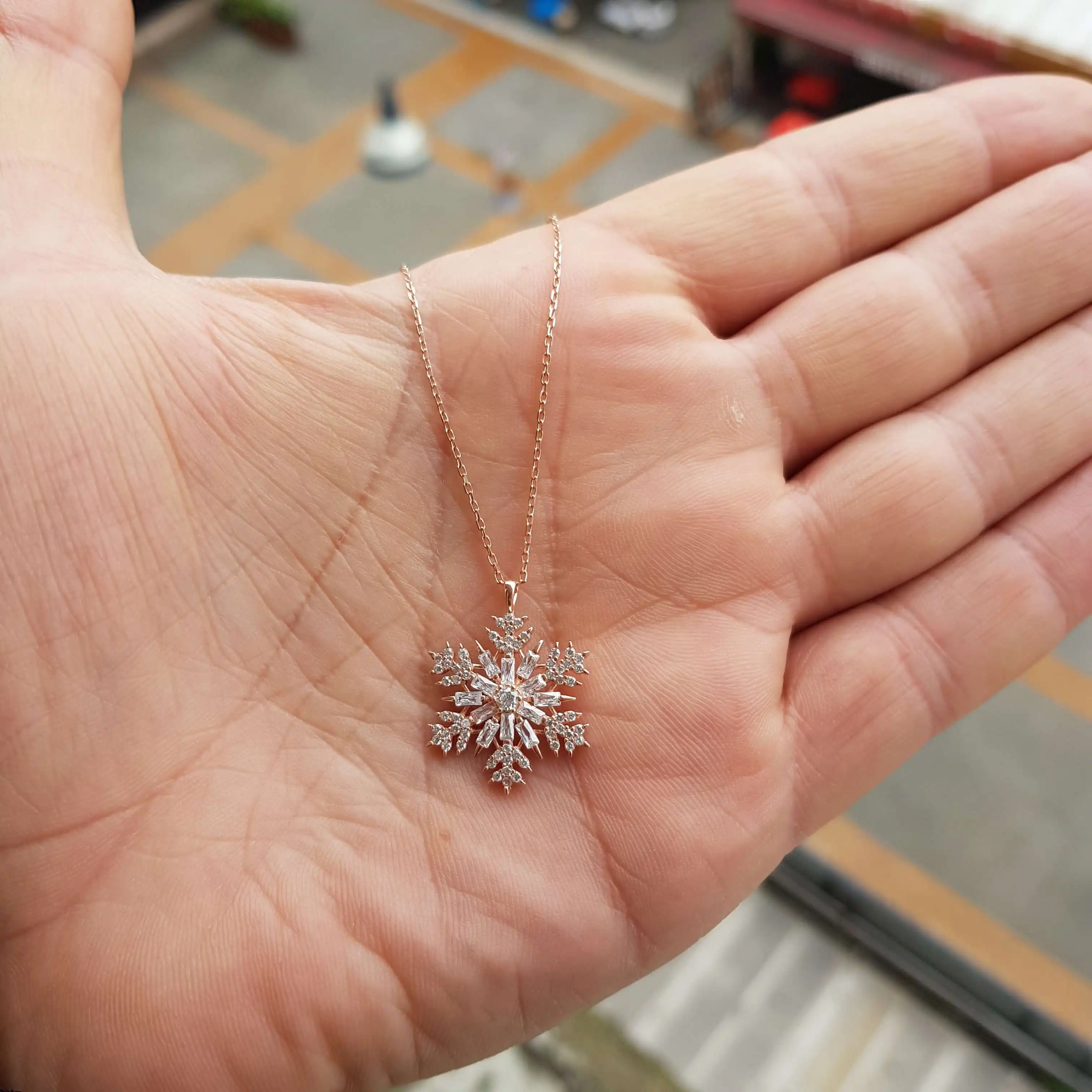 Collier mère flocon de neige Baguette en argent Sterling 925, pendentif précieux, cadeau d'anniversaire, chaîne élégante, Cool, de luxe 2