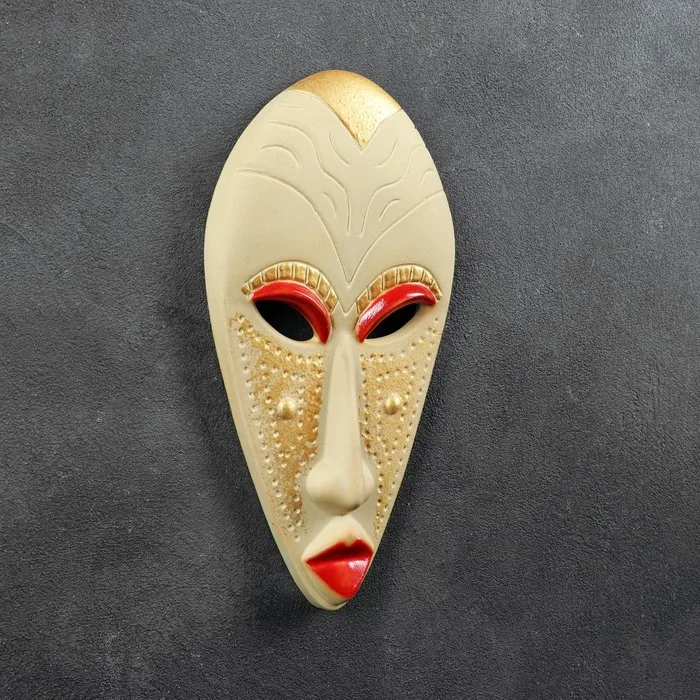 Маска Африканская 10 5×25×2 5см белая МИКС | Дом и сад