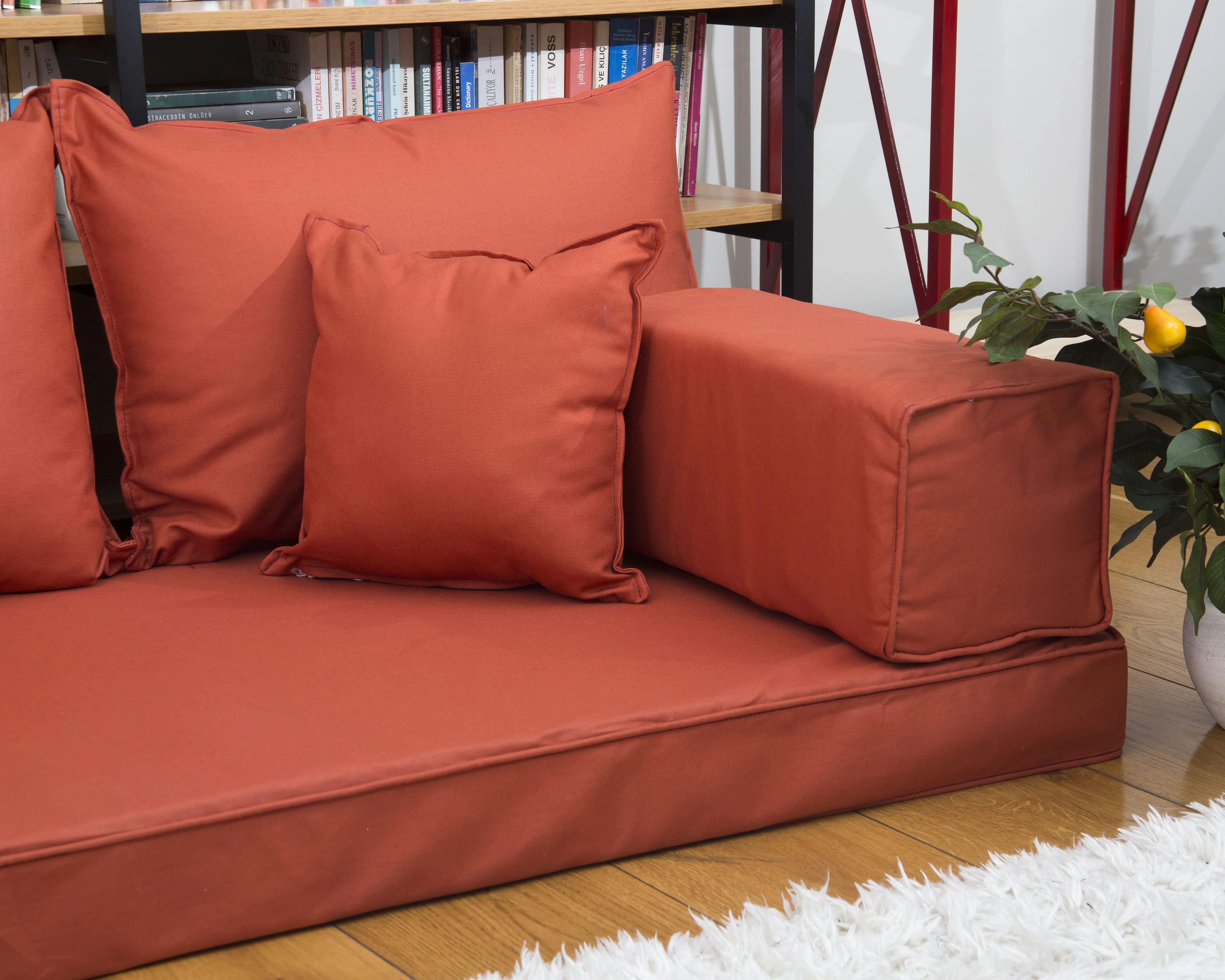 Красные напольные подушки из льняной плитки секционные диваны для влюбленных