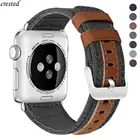 Ремешок из холста и кожи для apple watch 44 мм40 мм, браслет для iWatch 42 мм 38 мм, apple watch 5432 38 42 40 44 мм