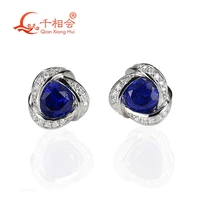 s925 star flower sapphire earrings with white moissanite jewelry ruby studs for women engagement party gifts