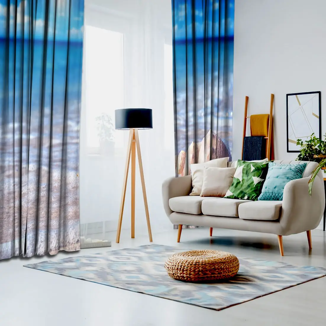 Занавески ракушки в воде песчаный пляж морской летнее время предложение небо