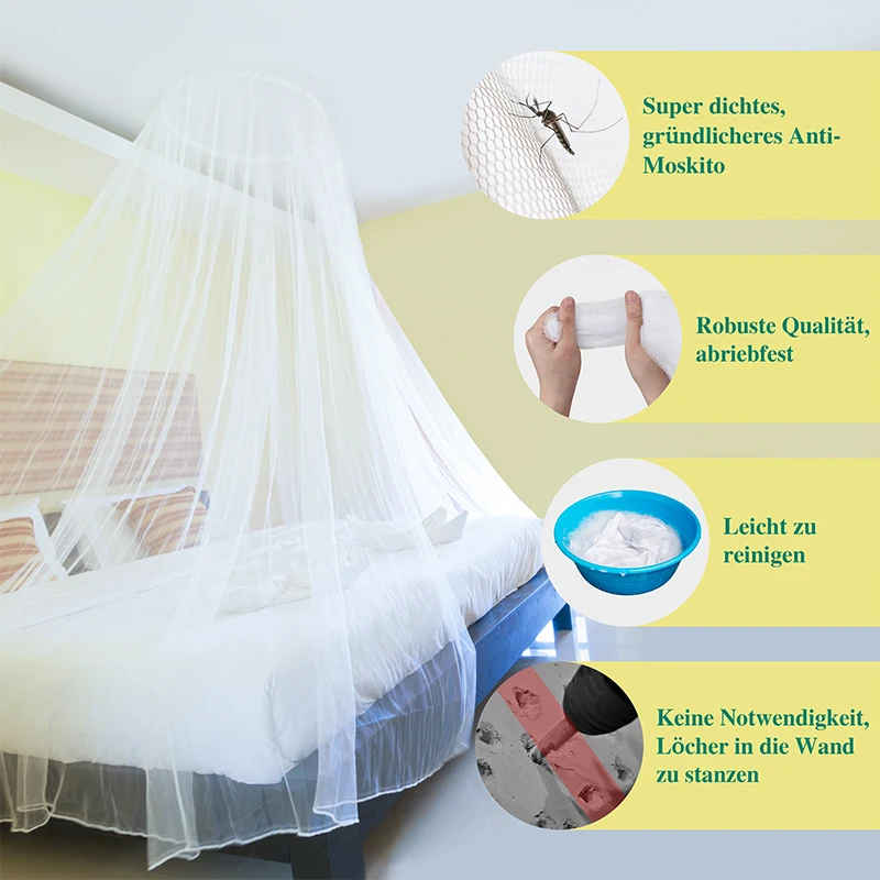 

Mosquito Net Bed Canopy Large Universal Dome Hanging Bed Canopy Netting for Bedroom and Travel with Hanging Kit and Storage Bag