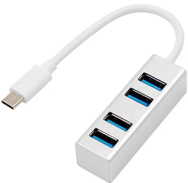 Hub Type-C (splitter Hub) gsmin ub-04 to 4 Port USB 3.0 metal (Silver) | Docking Stations & Hubs
