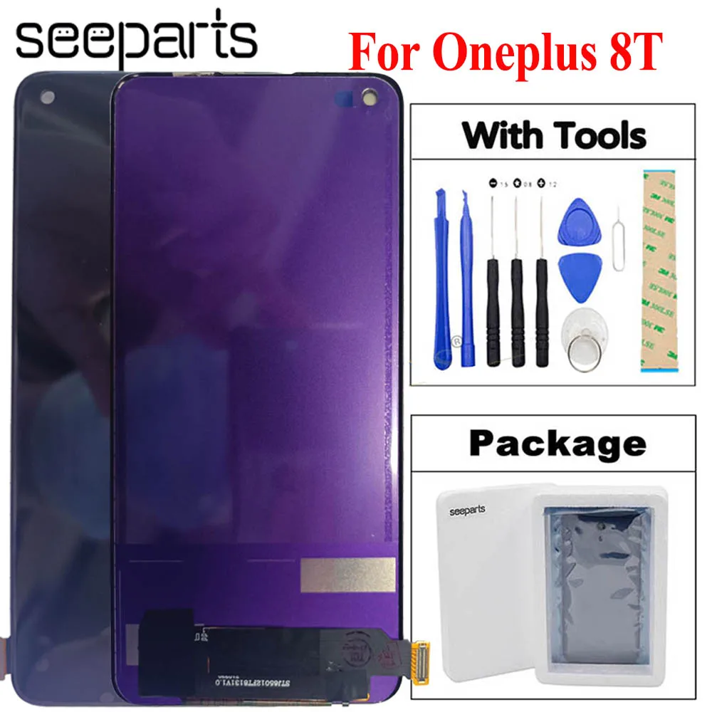 

Качественный ЖК-экран TFT 6,55 дюйма для Oneplus 8T, ЖК-дисплей, экран, сенсорная панель, дигитайзер OnePlus8T, Новые запасные части, дисплей 8Т
