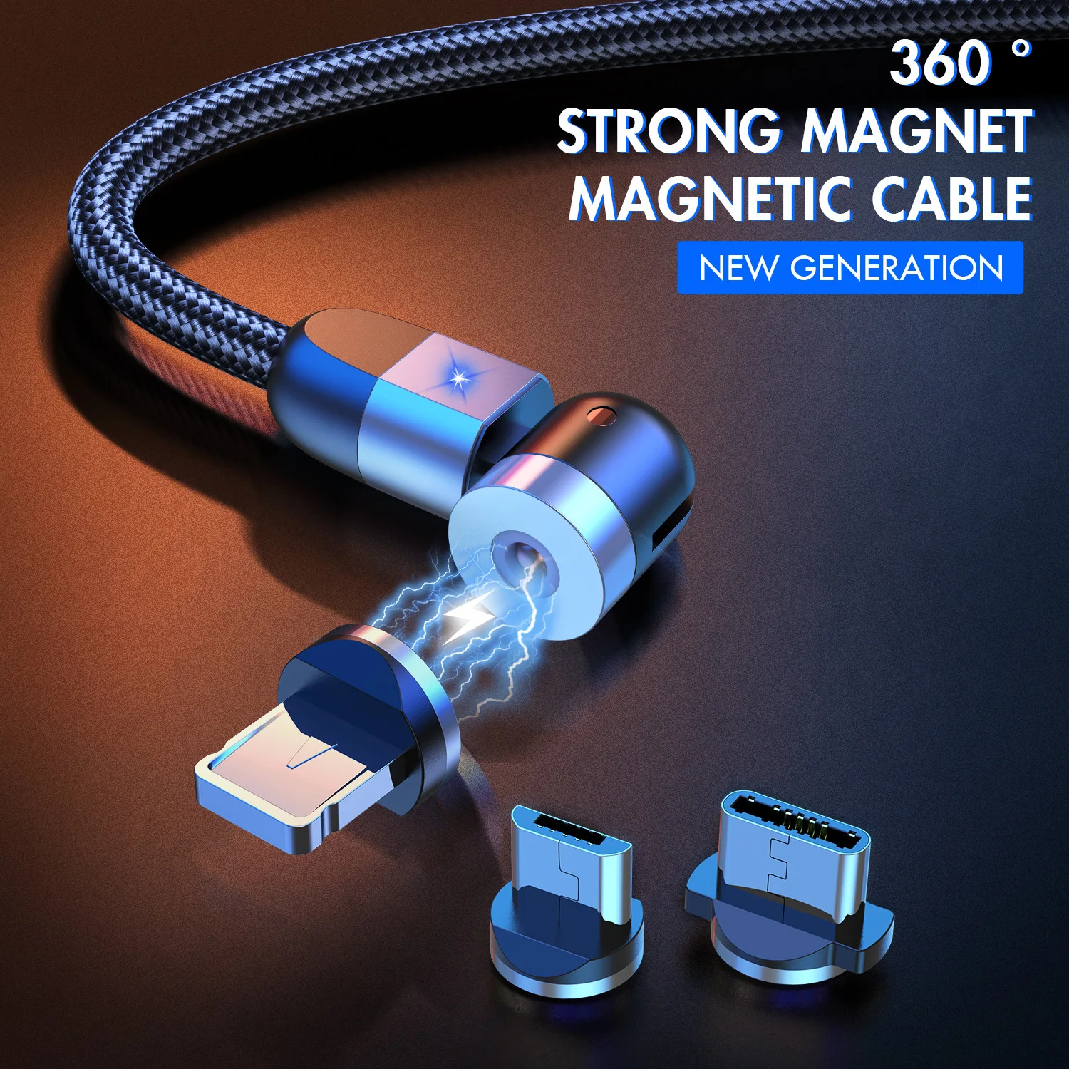 

USLION new data cable 540 degrees magnetic data cable three-in-one charging cable Apple phone Type-C Micro interface universal