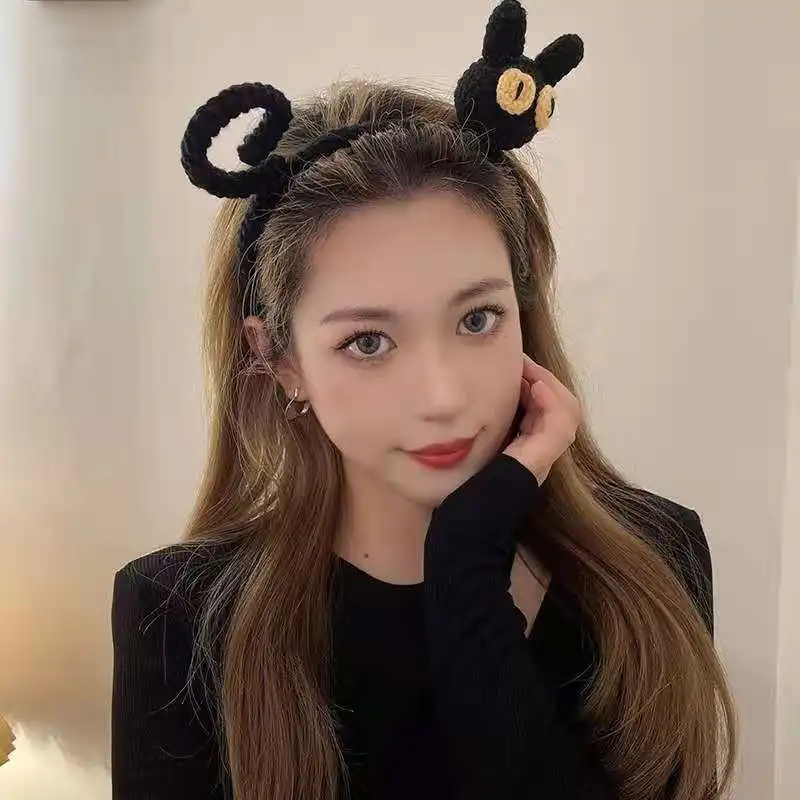 

Handmade Cute Cat Girls Headband Wash Face Hairband Back Weaving Hair Hoop Hair Accessories for New Year Gift