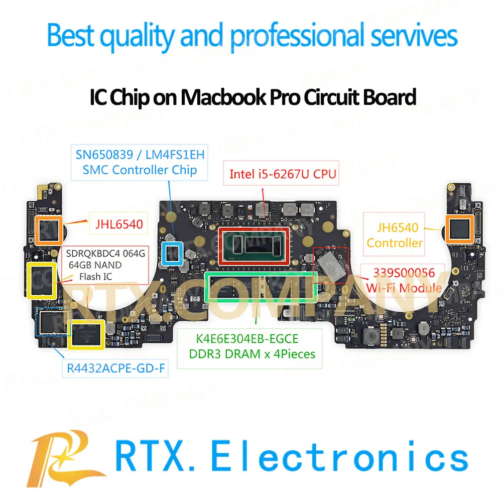 IntelCPU I5 6267U SR2JK ForMacbook Pro 13 &quotконтроллер IC JHL6540 SDRQKBDC4 064G Nand Flash чип памяти K4E6E304EB EGCE