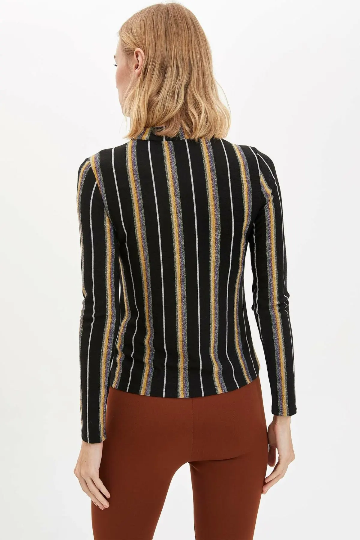 DeFacto модная полосатая Линия Дизайн Женские топы тройники Водолазка женская