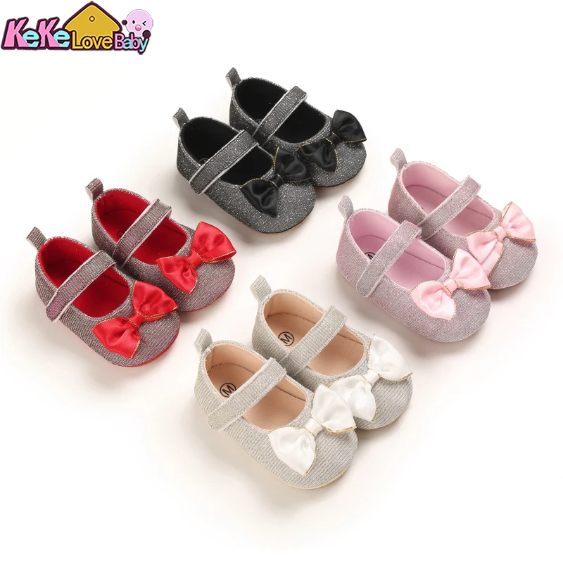 Baby Shoes Newborn Infant Pram Girls Princess Moccasins Bowknot Soft Shoes Comfortable Bottom Non-slip Baby First Walkers