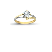 14K Solid Gold Art Deco Solitaire Engagement Wedding Ring