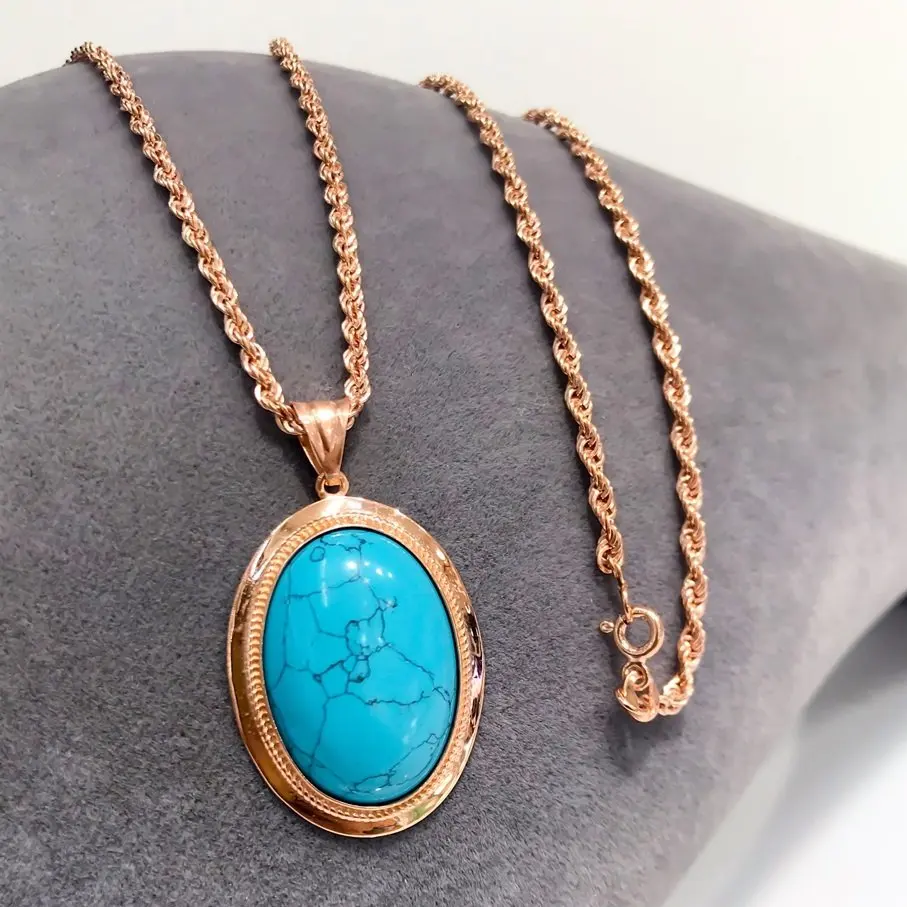 

Turquoise Stone Auger Chain Big size Silver Necklace
