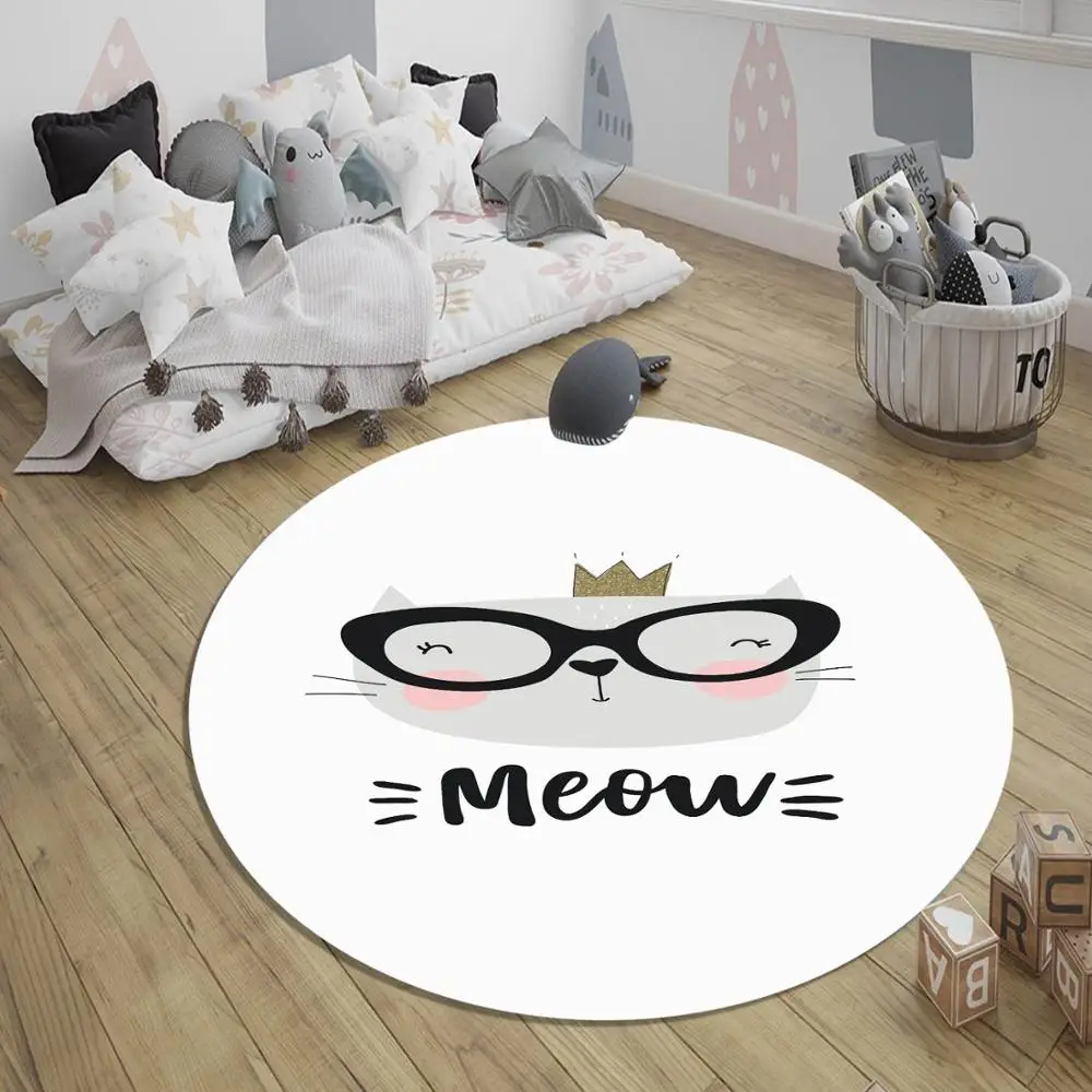 Еще серые черные белые милые Коты с 3d рисунком Нескользящие круглые ковры для