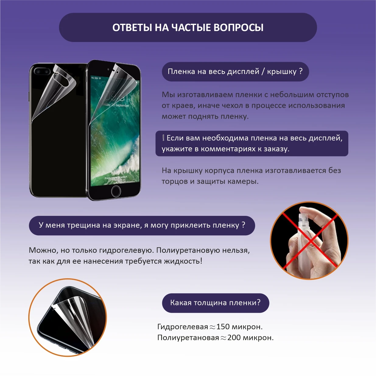 Hydrogel protective film for Apple iPhone XR 11 polyurethane matte and glossy on screen and case