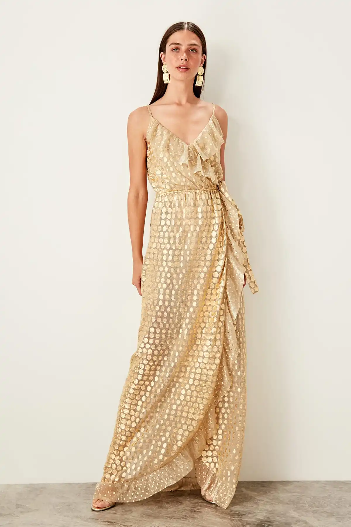 Trendyol вечернее платье в горошек TPRSS19AE0062