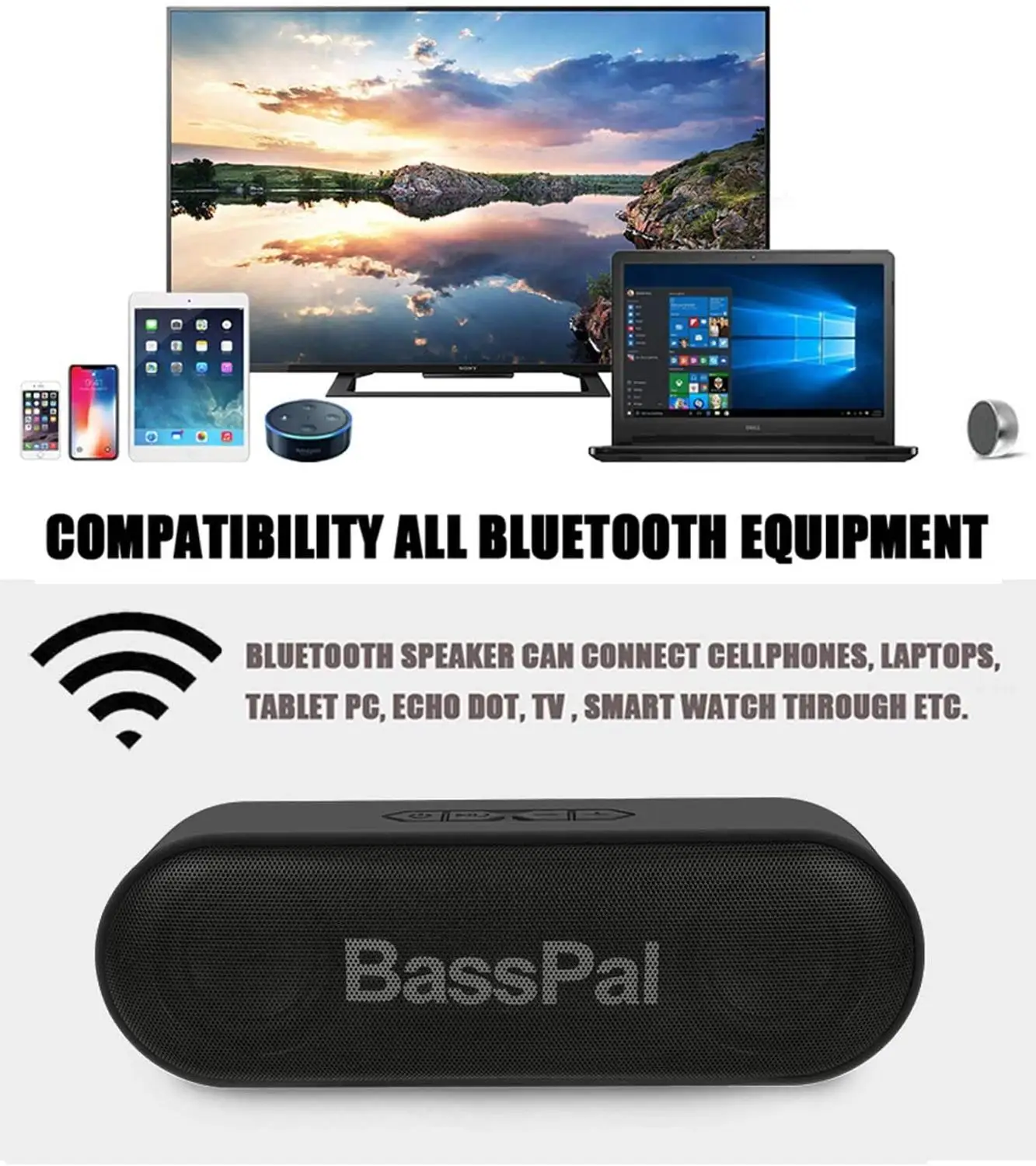 Bluetooth Колонка Basspal 12 Вт IPX5 водонепроницаемая|Портативные колонки| |
