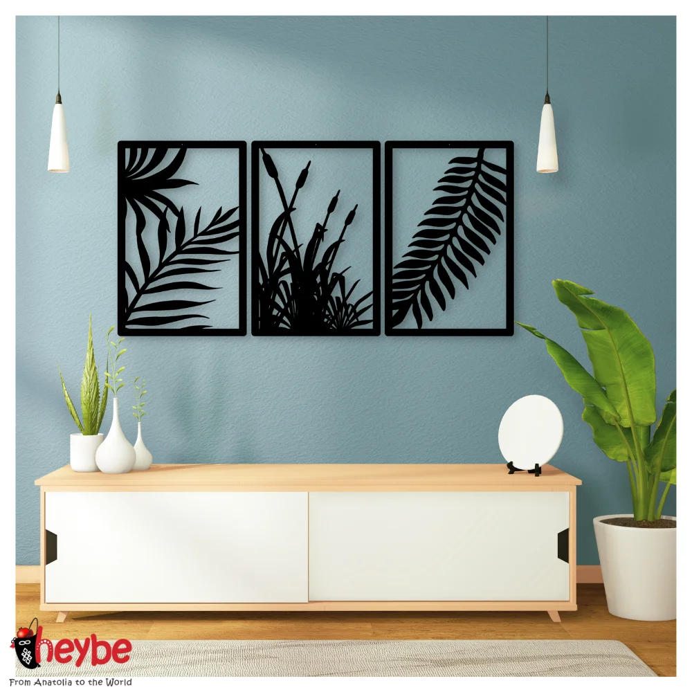 Деревянный Овальный Край Тройной Лист Настенное Художественное Оформление