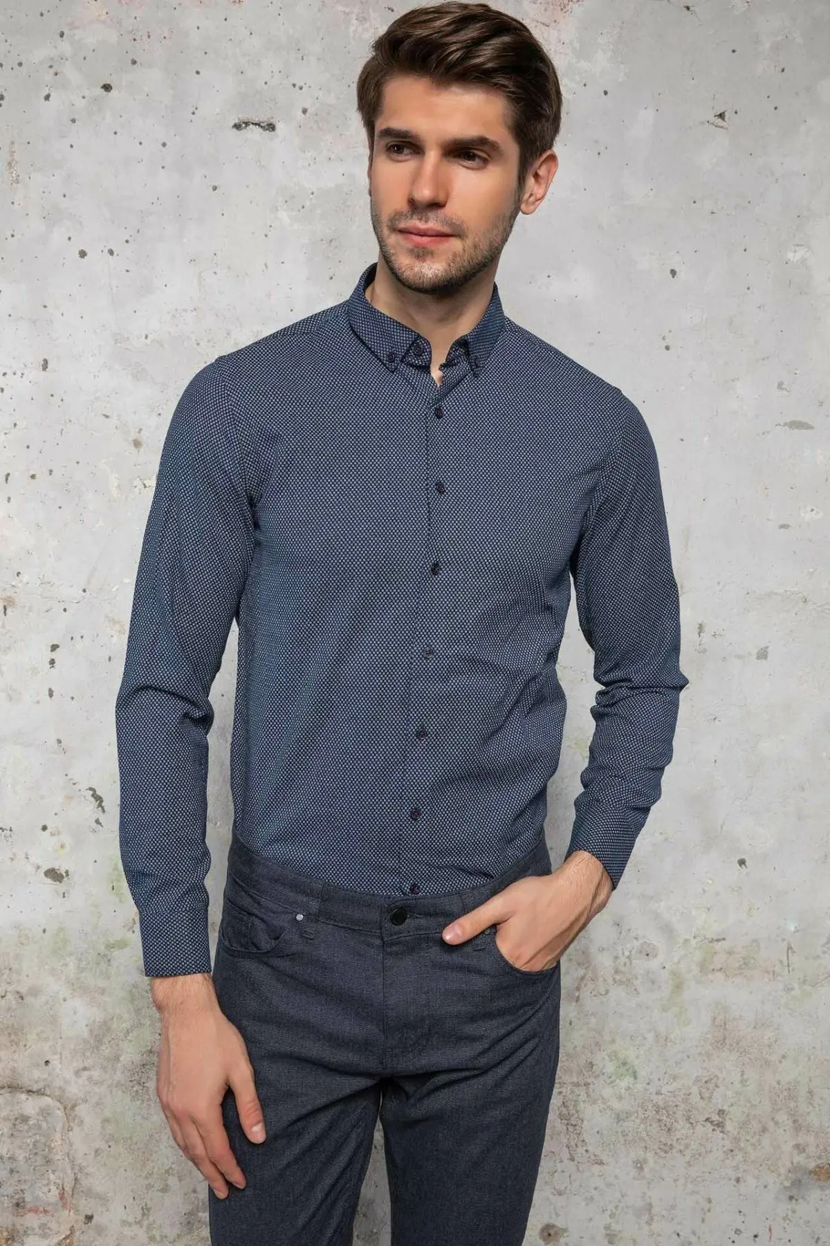 DeFacto Формальные Новые повседневные модные мужские рубашки с длинным рукавом