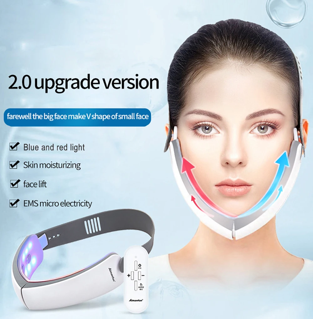

Ems Facial Massager V Line Lift Up Belt Lifting Device Led Photon Therapy Face Slimming Vibration for Double Chin Cellulite Jaw