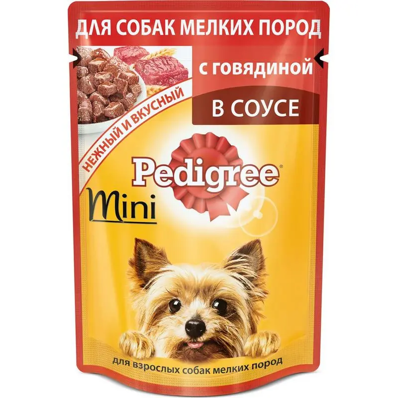 Pedigree пауч для собак малых пород (кусочки) Говядина 24*85 г.|Влажный корм собак| |