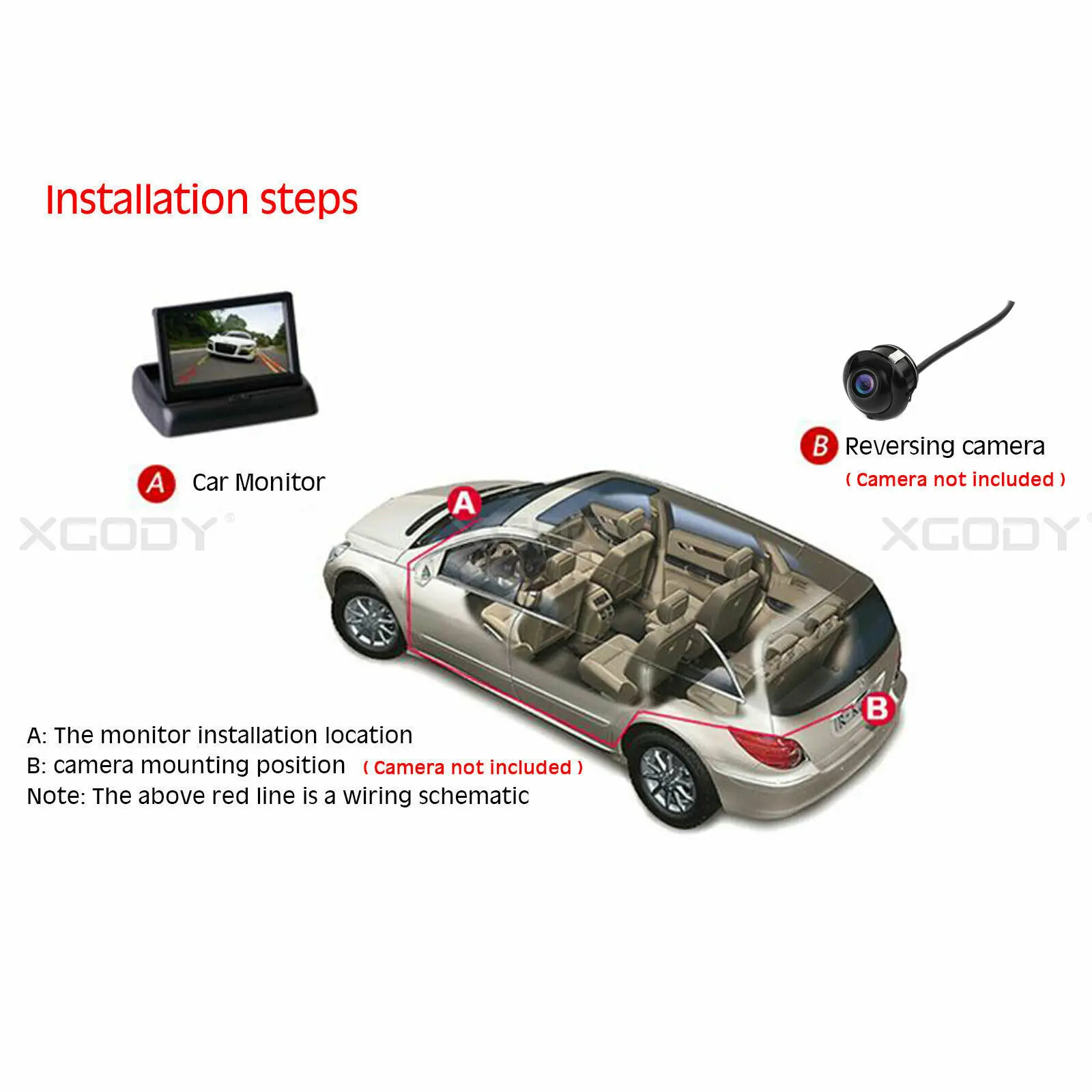 

4.3'' Foldable Car Monitor WithRear View Camera For Car Truck Digital LCD Display PAL/ NTSC 16: 9 Reversing Backup Screen