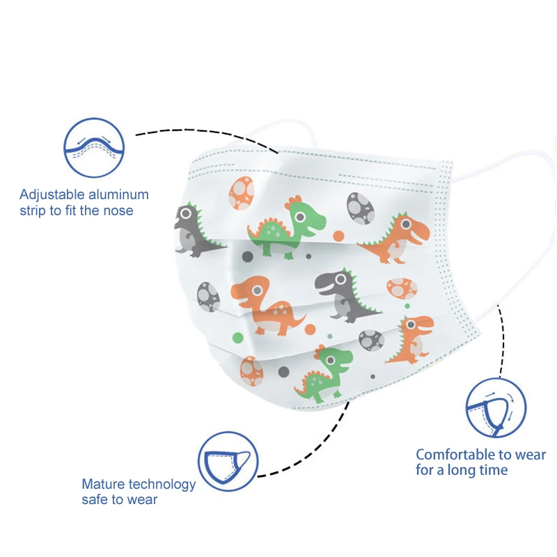 

50/100/200/300Pcs 3 Layer Filter Melt-blown kids Mask Breathable Waterproof Child Mask Cartoon Disposable Child Face Mask