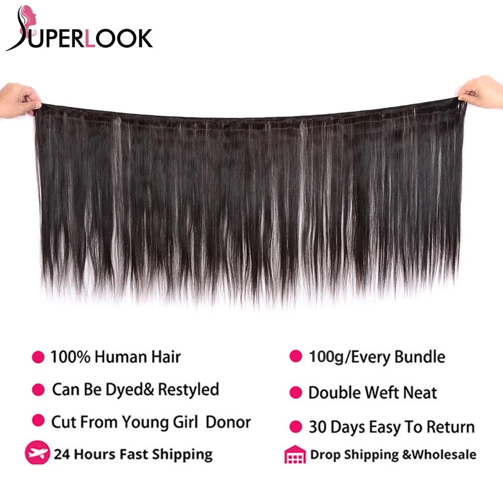 Peruvian Straight Human Hair Bundles Weave Bundles Non-Remy Hair Extension Buy 1 Piece Dark Black Straight Hair Bundle 100G/Pcs