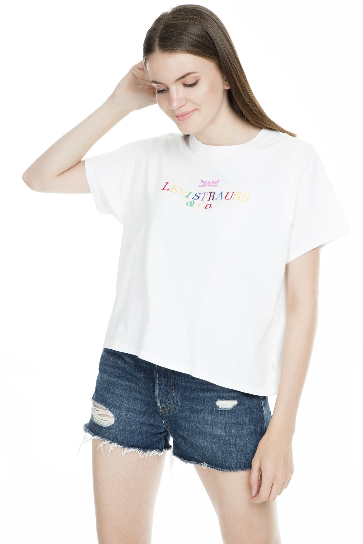 Леви печатных шеи футболки женские SHİRT 69973|Футболки| |