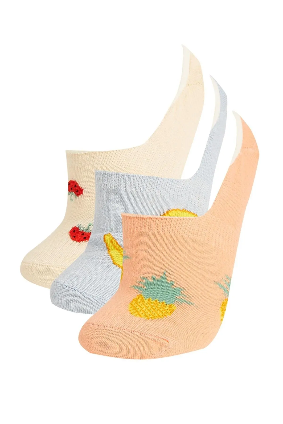 

Women's Multi-Colored Fruit Patterned 3-pack Ballet Socks