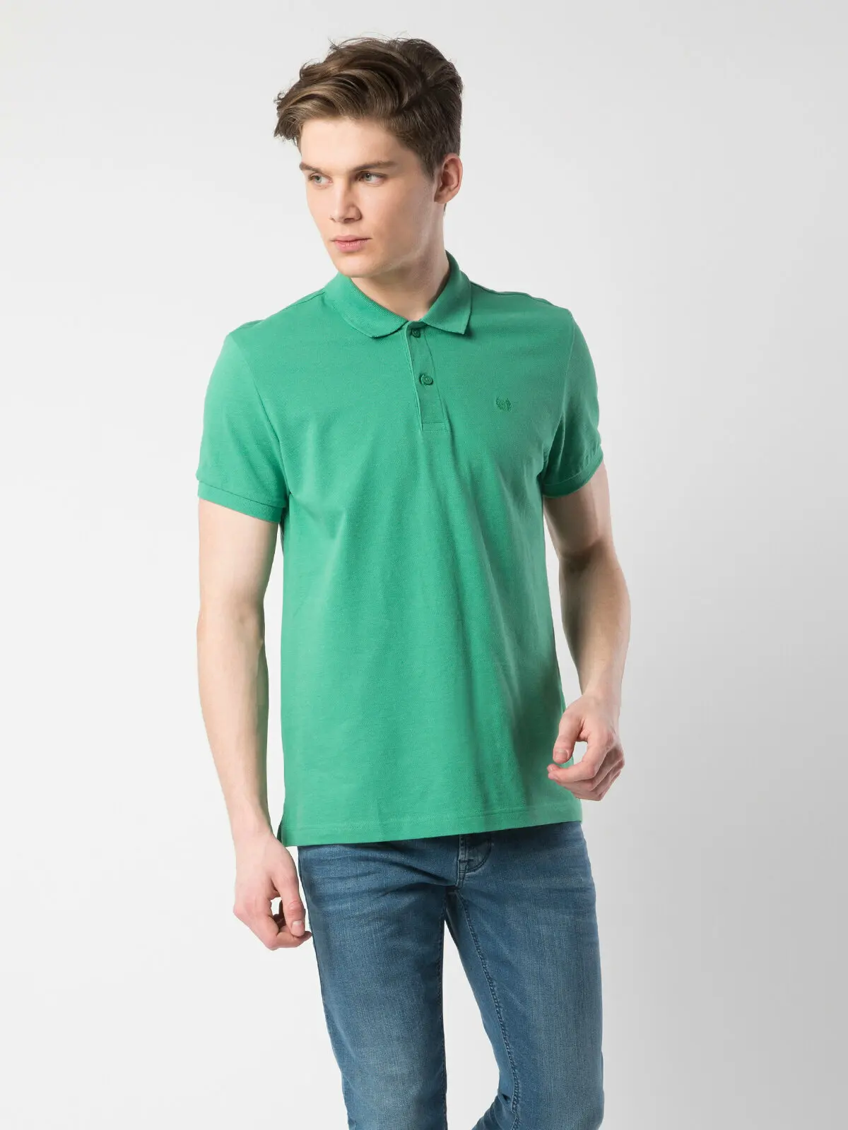 Мужская футболка-поло Colins зеленая с коротким рукавом CLTKTTSHM0766200 | одежда